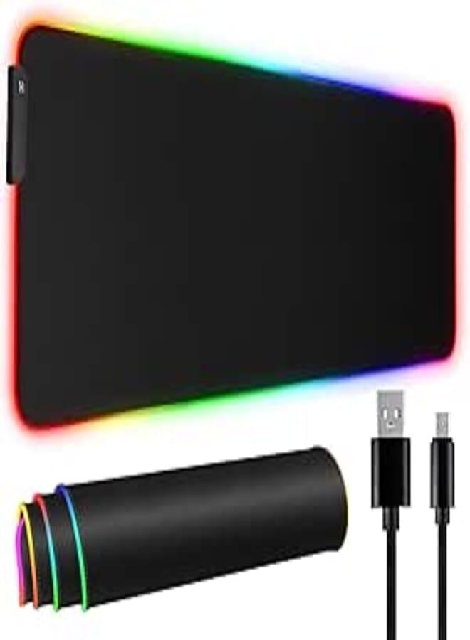 TONOS Large RGB Gaming Mouse Pad (31.5" x 12") with 11 LED Modes - Waterproof XL Non-Slip Mat